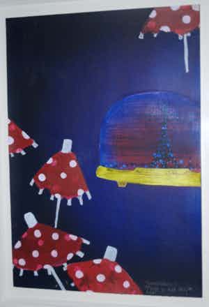 Tomas Hillebrand - Parijs is niet Parijs - mooi ingelijst olieverfschilderij verkocht voor € 45!