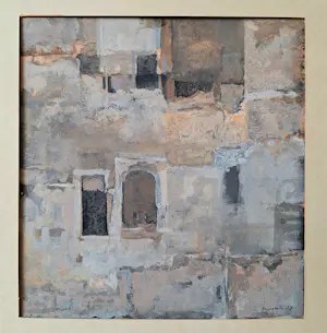 Jan Miechels - (1916-1996) Huizen/muur, uniek werk kopen? Bied vanaf 65!