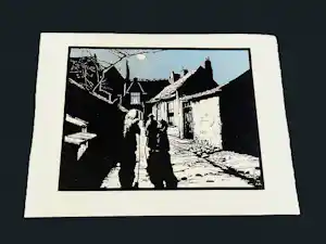 Buy Piet Rackwitsz - maakte deze kleuren houtsnede omstreeks 1930 "nachtelijk gesprek" gesigneerd? Bid from 36!