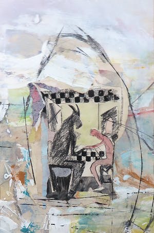 Ruud van der Beele - Collage op papier, Z.t. Abstract - Ingelijst kopen? Bied vanaf 1!