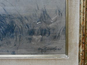 Willem Maris - ingelijste: zwartkrijttekening: koeien in landschap kopen? Bied vanaf 1495!