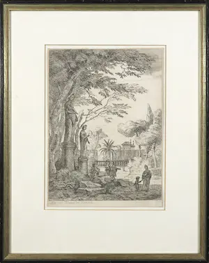 Jan Frans van Bloemen - Ets, Italianiserend parklandschap kopen? Bied vanaf 60!