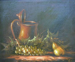 Niet of onleesbaar gesigneerd - Stilleven van fruit en kan - gesigneerd kopen? Bied vanaf 10!