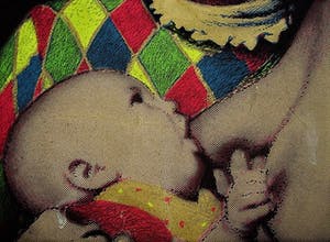 Aat Veldhoen - Bijzondere Gem.Techniek "Moeder en kind en Clown (Aat)" gesigneerd kopen? Bied vanaf 79!