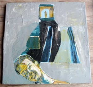 Buy Jasper Krabbe - acryl op doek: denkend aan jou? Bid from 995!