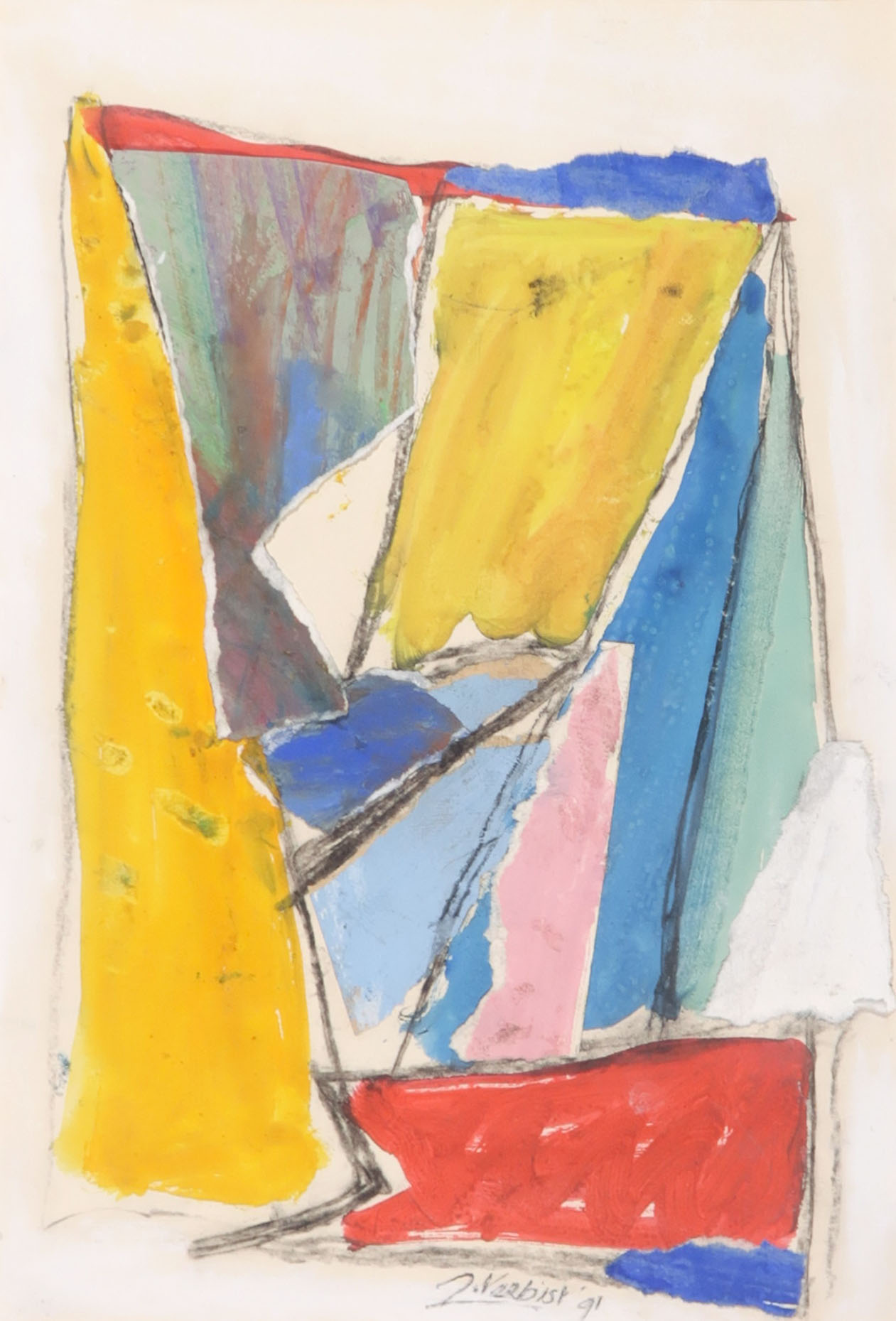 Niet of onleesbaar gesigneerd - Gouache en collage, Zonder titel kopen? Bied vanaf 1!