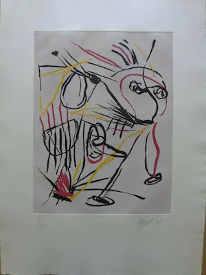 Karel Appel - LOS PAJAROS / AQUATINT-KLEURETS / 76x56cm / SIG / 1988 kopen? Bied vanaf 495!