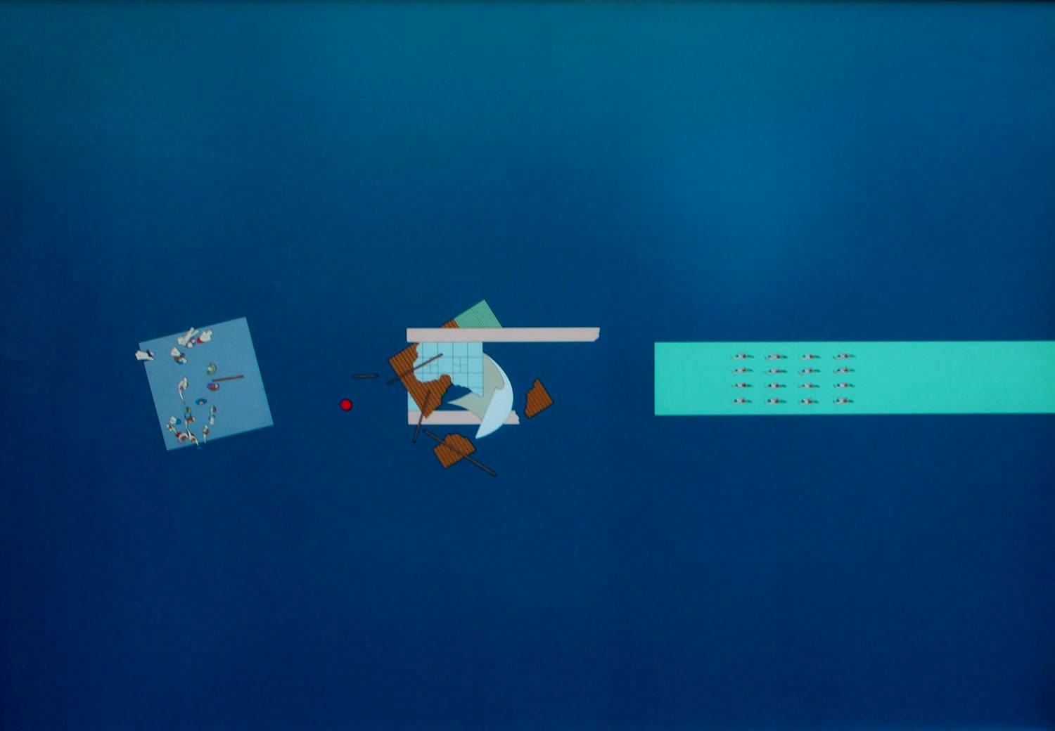 Rem Koolhaas - Ingelijste zeefdruk: Het drijvende zwembad kopen? Bied vanaf 1395!