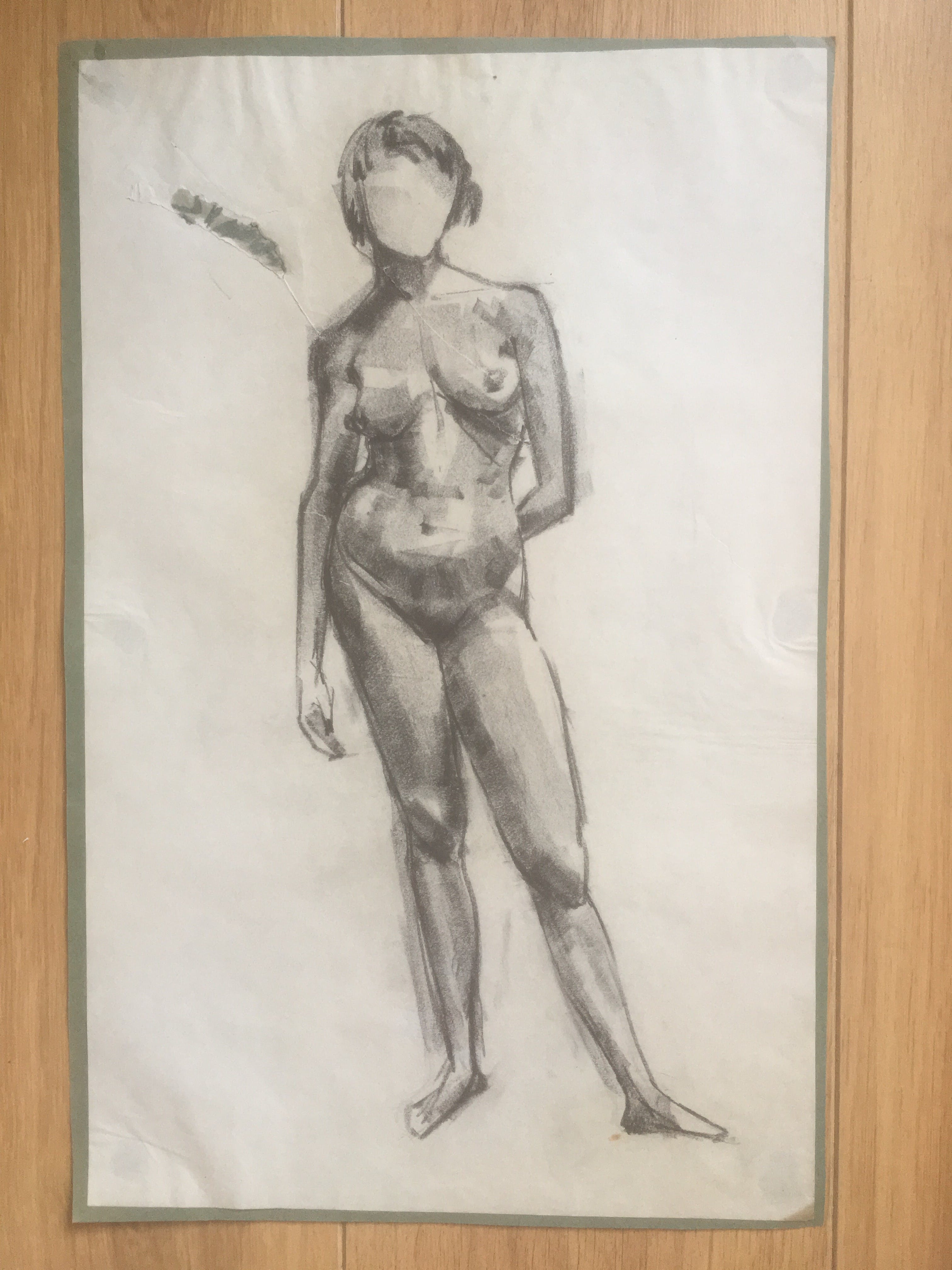 Niet of onleesbaar gesigneerd - Naakt Houtskool op papier kopen? Bied vanaf 1!