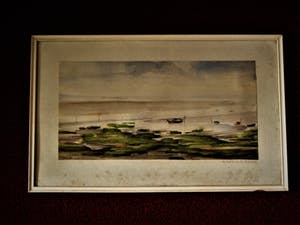 Niet of onleesbaar gesigneerd - gesigneerd abstract-expressionistisch Aquarel "Scheldeoever" kopen? Bied vanaf 10!
