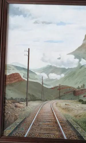 Joop Kobs - Treinstation in berglandschap kopen? Bied vanaf 250!