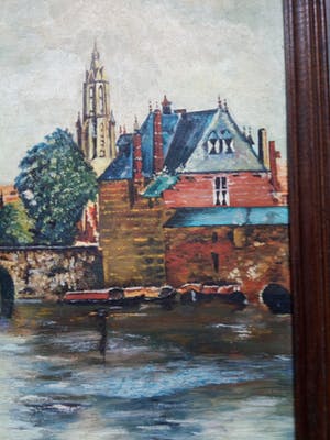 Niet of onleesbaar gesigneerd - Historisch oud stukje Delft. Schiedamsepoort. kopen? Bied vanaf 1!