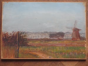 Frederika Broeksmit - Hollands landschap met molen - Marouflé kopen? Bied vanaf 70!
