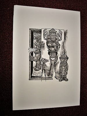 Lou Strik - Vermaard Graficus - grote Lithografie - Fantasie figuren - gesigneerd kopen? Bied vanaf 29!