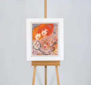 Roger Etienne - Twee meisjes bij een vaas met bloemen kopen? Bied vanaf 40!