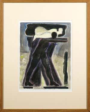 Yvan Theys - Gouache, La Luna - Ingelijst verkocht voor € 200!