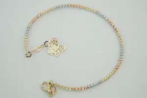 82-  Charmante 14Krt tricolor gouden armband met vlinder hanger kopen? Bied vanaf 145!