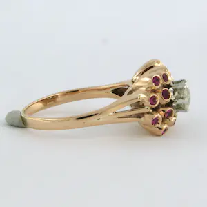 Retro -18k gouden ring met centraal Bolsjewiek tot. 0.40ct en robijn verneuille kopen? Bied vanaf 600!