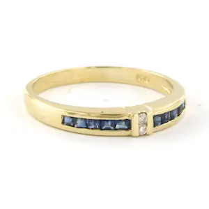 14k geelgouden ring met saffier en diamant - rm 17.75 kopen? Bied vanaf 135!
