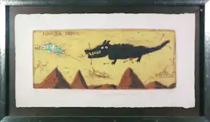 Raymond Waydelich - Ets en aquatint, Namibia dream - Ingelijst verkocht voor € 70!