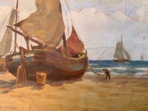 Niet of onleesbaar gesigneerd - Bomschuiten op het strand kopen? Bied vanaf 10!