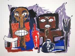 John Lie a Fo - Zeefdruk, Rode fles verkocht voor € 1!