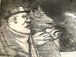 Sven Hoekstra - Man en Draak - Ets, Ingelijst kopen? Bied vanaf 55!