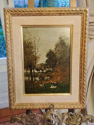 Julius J. van de Sande Bakhuyzen - Eenden tafereel verkocht voor € 430!