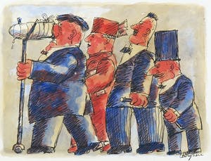 Franz Borghese - Aquarel, Z.T. Vier figuren - Ingelijst kopen? Bied vanaf 400!