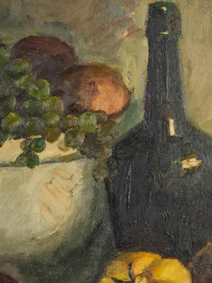 Kees van den Berg - Nature morte avec des fruits et un bouteille de vin kopen? Bied vanaf 350!