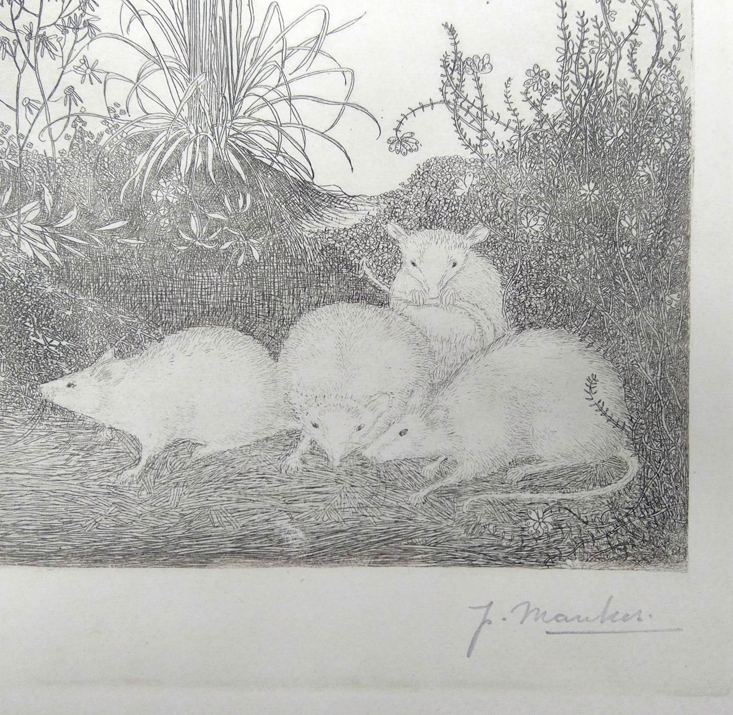 Jan Mankes - 4 muizen in het bos verkocht voor € 20!