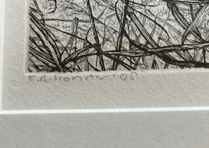 Reinder Homan - Ets, Landschap met riet in de polder ‘88 kopen? Bied vanaf 50!