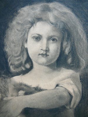 Niet of onleesbaar gesigneerd - Jong meisje -potloodtekening circa 1900- kopen? Bied vanaf 1!