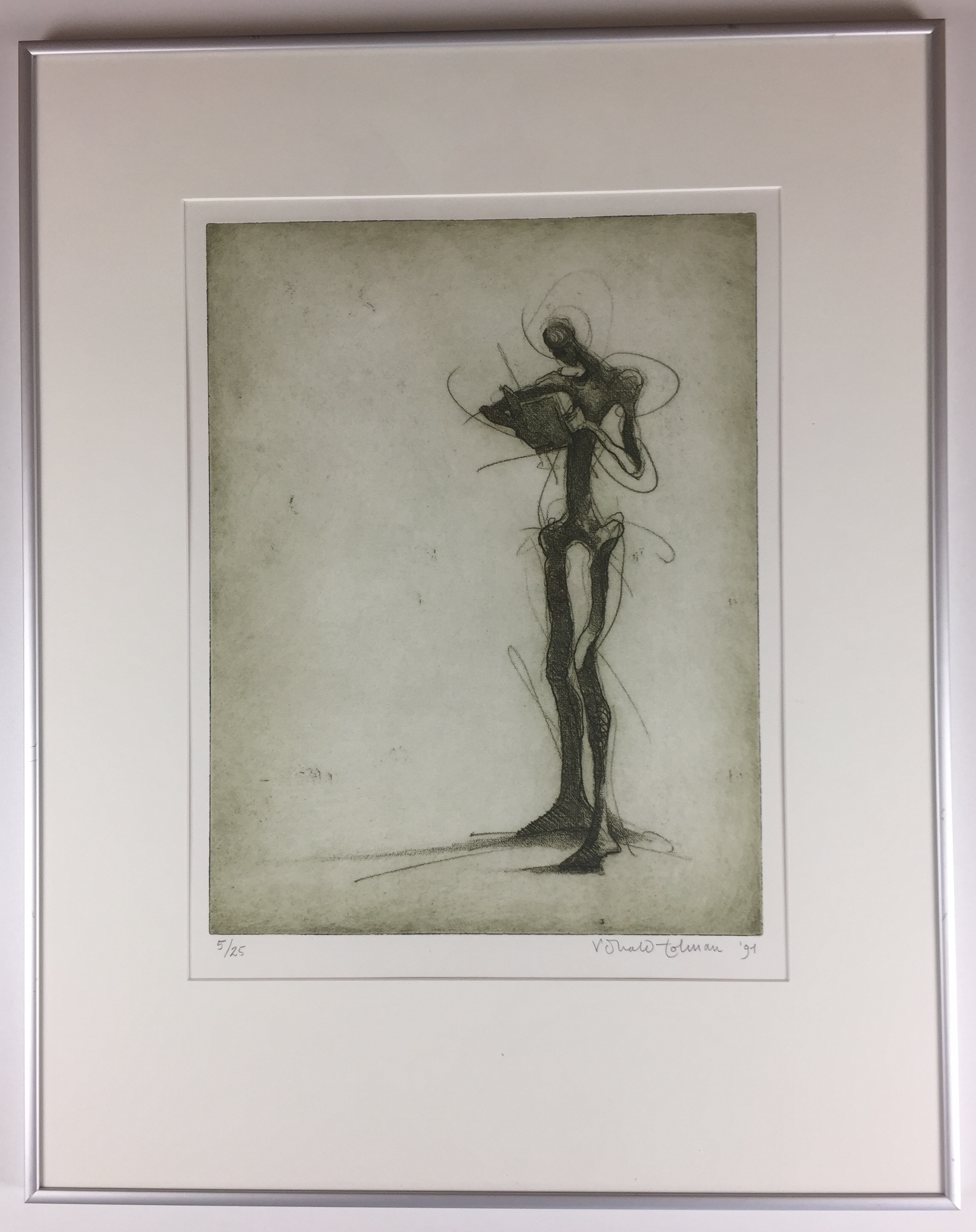 Ronald Tolman - kleurenets, 'Man met boek', 1991 (INGELIJST, KLEINE OPLAGE) kopen? Bied vanaf 179!