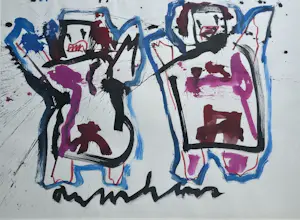 Anton Heyboer - twee figuren - gemengde techniek - ingelijst kopen? Bied vanaf 275!