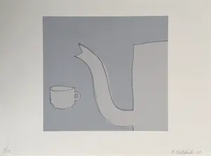 Klaas Gubbels - zeefdruk - ‘Servies op blauw’ - 2005 - bewerkt. kopen? Bied vanaf 285!