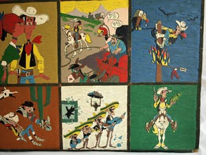 Curiosa - 12 Uit linoleum gesneden covers Lucky Luke – Groot – jaren ‘70 kopen? Bied vanaf 1!