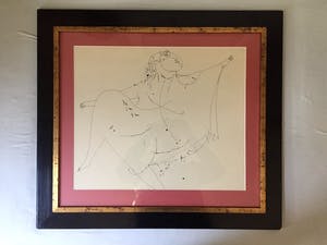 Theo van der Nahmer - Abstract Figuur - Tekening, Ingelijst kopen? Bied vanaf 90!