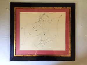 Theo van der Nahmer - Abstract Figuur - Tekening, Ingelijst verkocht voor € 90!