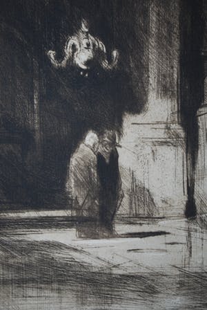 Han van Meegeren - Kerkscene met mooie lichtinval - Ets - Handgesigneerd en Ingelijst kopen? Bied vanaf 100!