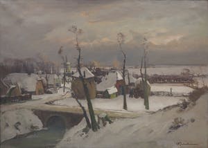 David Schulman - Olieverf op doek, Boerendorp - Ingelijst (Groot) kopen? Bied vanaf 1000!