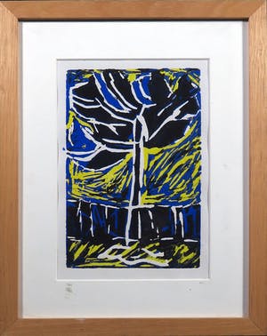 Niet of onleesbaar gesigneerd - Linosnede, zonder titel - Ingelijst kopen? Bied vanaf 1!