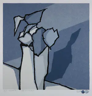 Fon Klement - Boardsnede op papier, Vase silecieux - Ingelijst kopen? Bied vanaf 90!