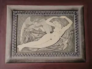 Pieter Starreveld - In 1944 gemaakte Litho "liggend naakt" in door j.c. Jongens gemaakte lijst kopen? Bied vanaf 65!