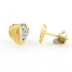 14k bicolour gouden oorknoppen - 6,6 mm x 6,6 mm kopen? Bied vanaf 50!