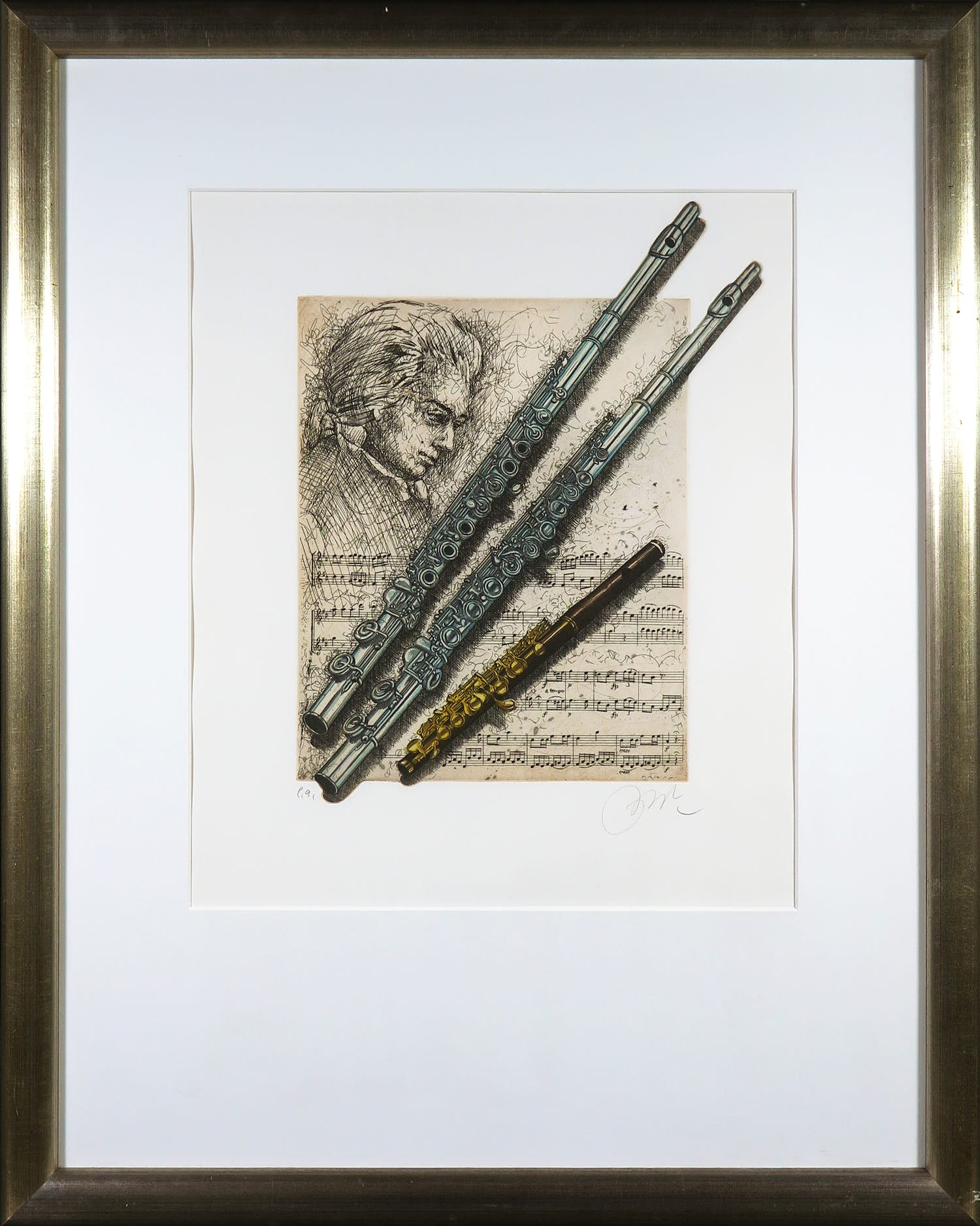 Niet of onleesbaar gesigneerd - Kleurenets, Mozart - Ingelijst kopen? Bied vanaf 1!