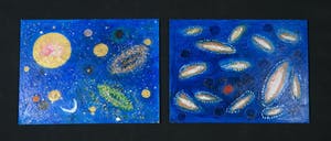 Bitia Rosendor - Lot van twee werken, acryl op hardboard kopen? Bied vanaf 20!