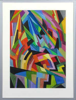 Hannah (Jeanne) Kosnick-Kloss - Gouache, Vroege Abstracte compositie verkocht voor € 1000!