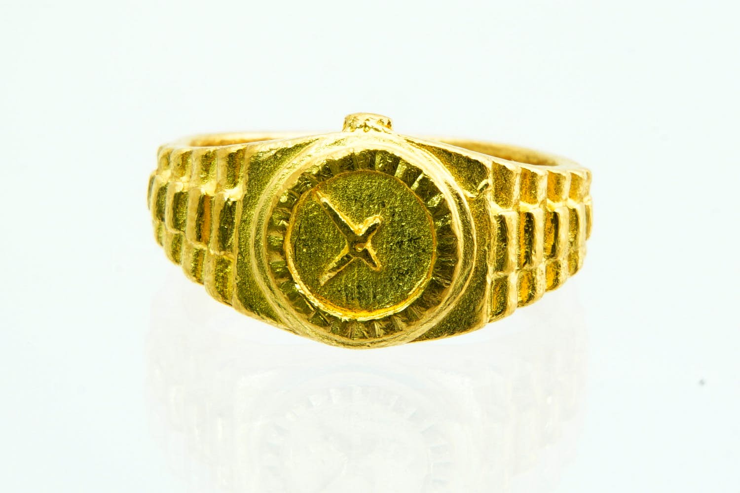 48- Mooi bewerkte, hoog gehalte 22krt geel-gouden "horloge" ring - klein model kopen? Bied vanaf 360!