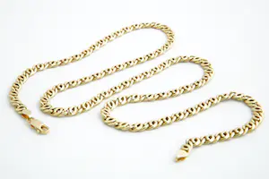 108- Lang (60+cm) geel gouden 18 karaats fantasie schakel ketting collier kopen? Bied vanaf 720!